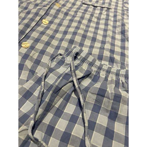 Brooks Brothers Men's Pajama Set Medium Long Sleeves Pants Blue Check Old Money - Picture 4 of 11